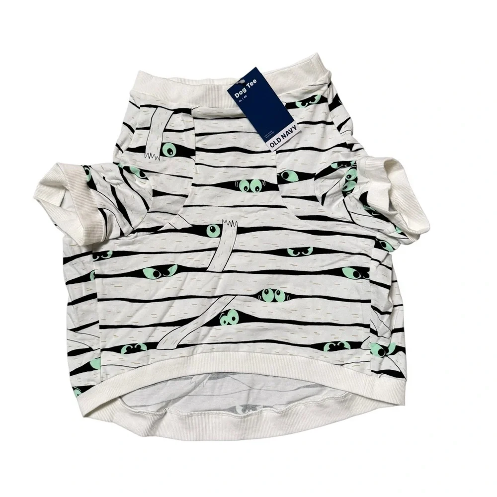 NWT Old Navy Striped Dog Tee with Mummy Green Eyes